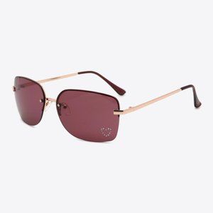 Rhinestone Heart Metal Frame Sunglasses in Chestnut
